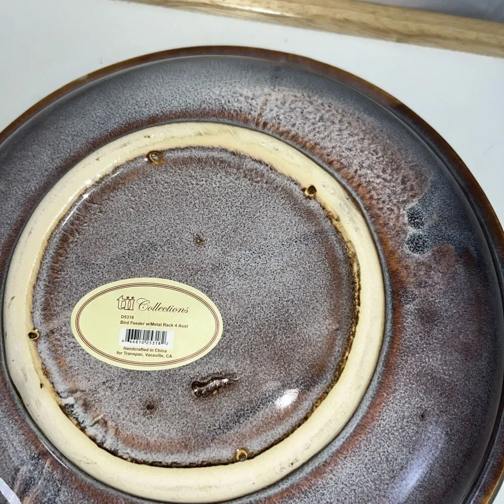 Tii Vintage Studio art Pottery Bowl With Birds Mid-century Modern 1970 Glaze
